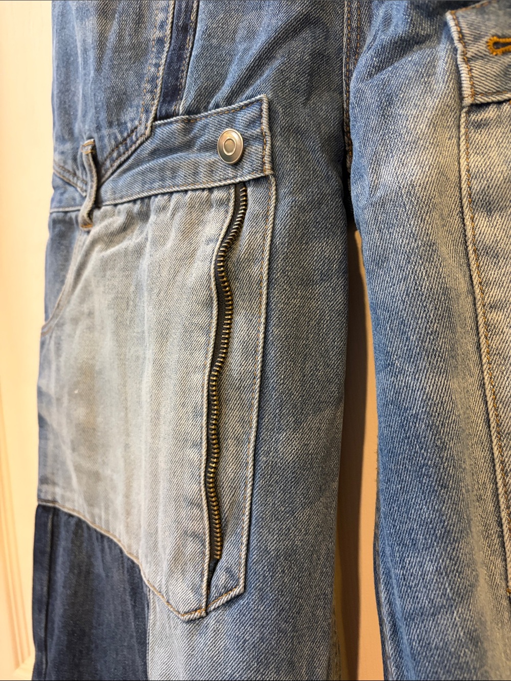 Oli & Hali NWT Blue Faded UPSIDE DOWN POCKETS Patchwork Wide-Leg Jeans - Picture 5 of 13